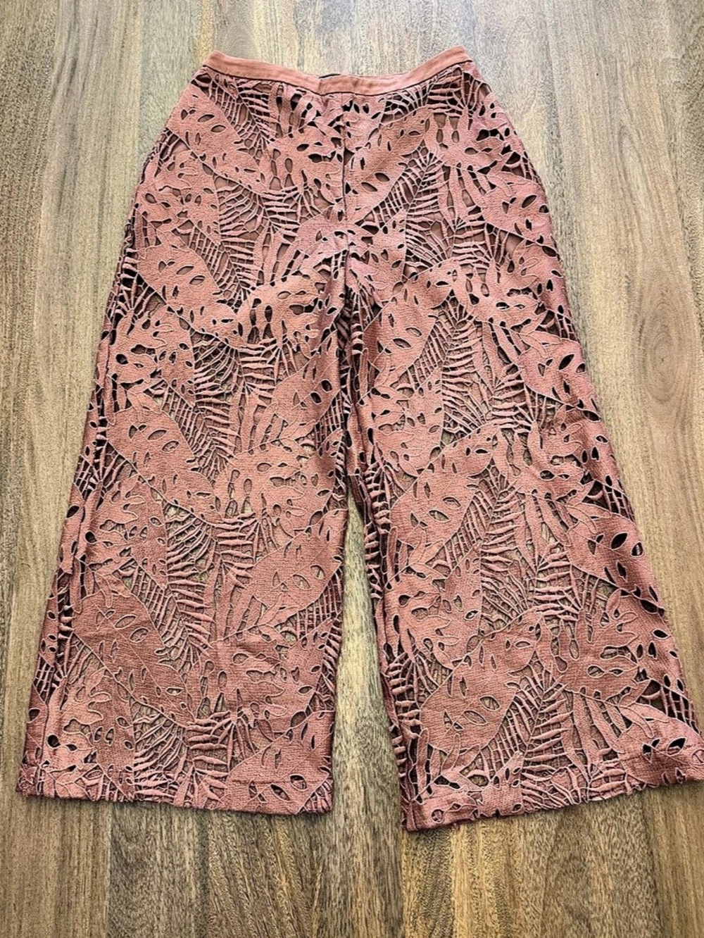 Express Laser Cut Wide Leg Pants in Brown New Without Tags